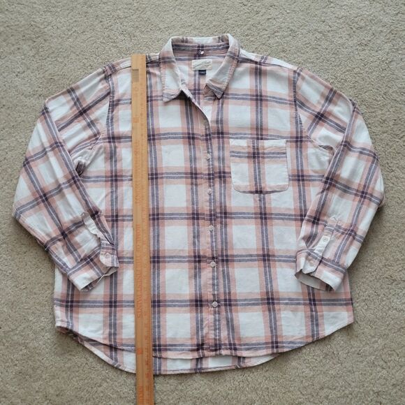 Universal Threads Flannel Shirt Womens XL Plaid Oversized Boyfriend Button Up - Picture 4 of 12
